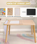 Wooden Sensory Table For Toddlers 1 To 3 With Two Large Storage Bins Four Montessori Activity Boards And Paper Roll Kid Friendly Educational And Multi Functional Gift For Kids To Draw And Play Fun, showing dimensions of 31.5 x 23 x 20 inches.