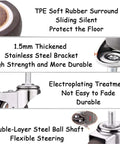 Five Pack 1.5 Inch Heavy Duty Office Chair Casters With 10x15mm Threaded Stem Replacement Rubber Wheels durability features