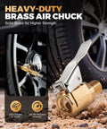 3 Pack Brass Tire Air Chuck With 8mm Threaded Male Lever Lock Inflator Hose Adapter Clip On Connector For Air Compressor