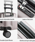 Expandable Hardside Carry-On Luggage With Spinner Wheels Built-In TSA Lock And USB Port 20-Inch Upright Roller Suitcase