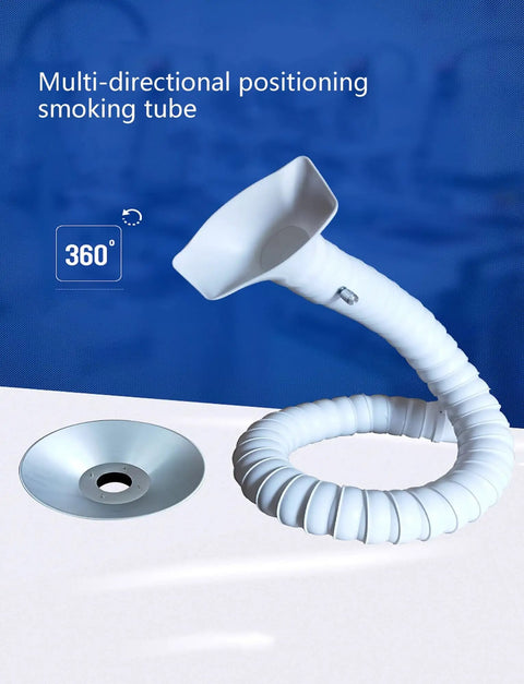 Flexible Welding Fume Extraction Arm With Swivel Joints And Vent Hood For Soldering, 7.5 x 100 cm, shown with 360° rotation.