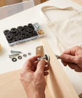 240 Piece Rubber Washers Set In 6 Sizes Black Sealing Gaskets For Plumbing And DIY Repairs Durable Heat Resistant Seals For Home Maintenance Projects Right Now. Black rubber washers used with bolts on wood assembly.