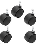 Five Pack 1.5 Inch Swivel Caster Wheels With M8 Circlip Stem 8mm By 20mm, Heavy Duty Nylon Replacement For Furniture Tables Cabinets Shelves