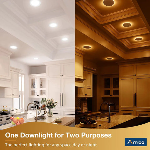 4 Pack 6 Inch Led Recessed Ceiling Lights With Built In Night Light 5Cct Adjustable Color Temp Warm White Bulbs For Laying Back Creating A Smooth Chill Vibe No Glare Easy Drop In Install