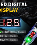 Pro Grade DC Voltage Tester Pen With LED Display 3 To 120V Range Auto Bidirectional Testing Handy Car Battery Polarity And Continuity Check Fuse Diagnostic Tool For Auto Electricals, LED display close-up