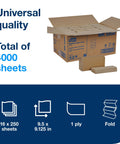 Front view of Tork Multifold Hand Towel MK520A, natural 100% recycled, FSC certified, 16 packs x 250 sheets