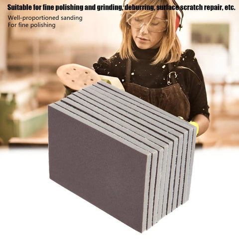 Fresh 10 Pack Self Stick Sponge Sandpaper For Wood And Crafts With Grits 120 180 And 240 For Smooth Polishing and fine DIY tasks, showing adhesive-backed sponges.