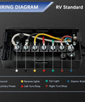 Wiring diagram of Top Shelf 7 Pin Trailer Junction Box featuring plug and play wiring for RV standard connections.