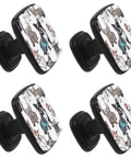Four Pack Bulldog Pattern Cabinet Knobs With Black Base And Crystal Glass arranged facing forward