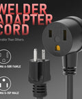 12AWG Heavy Duty Welder Adapter Cord NEMA 5-15P To 6-50R 1Ft Power Cable close-up with plug and socket design