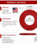 Fiber Thrust Washer For Number 12 Meat Grinders, 4 Pack, Compatible With Hobart LEM Biro Torrey Pro-Cut Weston Avantco And More, 1-5/16 Inch Outer Diameter By 3/4 Inch Inner Diameter By 0.125 Inch Thick, Commercial Replacement Part, red fiber washer dimensions