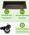 Five Tier Vertical Garden Planter With Wheels For Indoor Outdoor Use Level Grow Bed With Five Container Boxes Drainage Holes, lockable wheels close-up