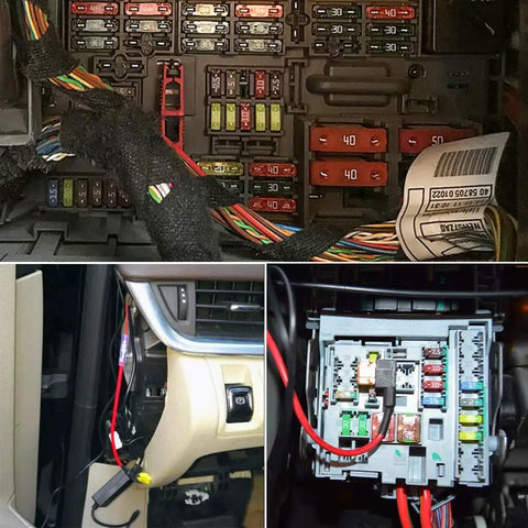 Installation of Must Have 12V Mini Fuse Holder Kit With 120 Piece Multi Size Blade Fuses in car fuse box with wired connectors.