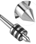 MT2 lathe live center with 60° conical tip and knurled grip