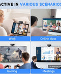4K Webcam For PC With Built In Microphone used in work, online class, gaming, and meetings with clear visuals.
