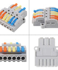 Crush Your Next Wiring Job With 8 Pcs Push In Wire Splitter Terminal Connectors Boasting Quick Connect Lever Design For No Sweat Diy Electrical Cable Splicing Fix, multi-view of gray connector terminals.