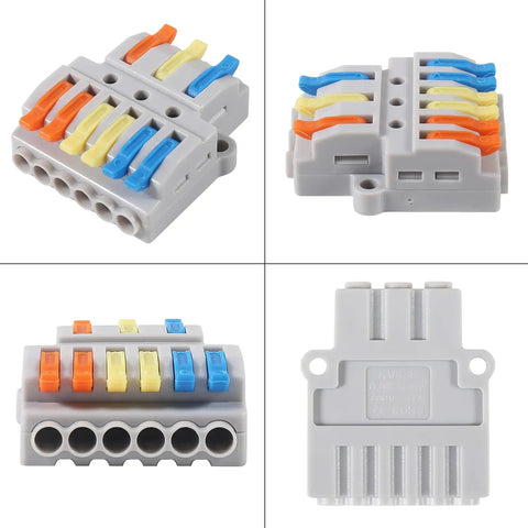Crush Your Next Wiring Job With 8 Pcs Push In Wire Splitter Terminal Connectors Boasting Quick Connect Lever Design For No Sweat Diy Electrical Cable Splicing Fix, multi-view of gray connector terminals.