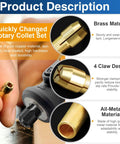 Brass Rotary Tool Collet Set With 1mm 1.6mm 2.4mm 3.2mm Sizes 2 Pack for precise clamping, showing brass material and claw design