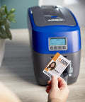 Dual Sided ID Card Printer Delivering Automatic Feeding For No Stress Badge Creation And Totally Legit Pro Prints in office setting.
