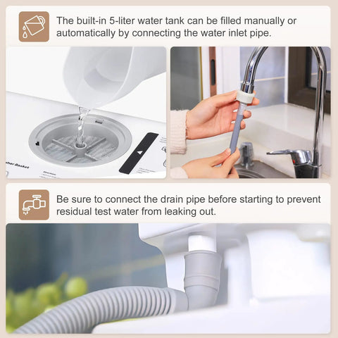 No Sweat Plug And Play Countertop Dishwasher With Heated Dry Mode And Dual Spray Arms Self Contained 5 Liter Tank filling hose connected