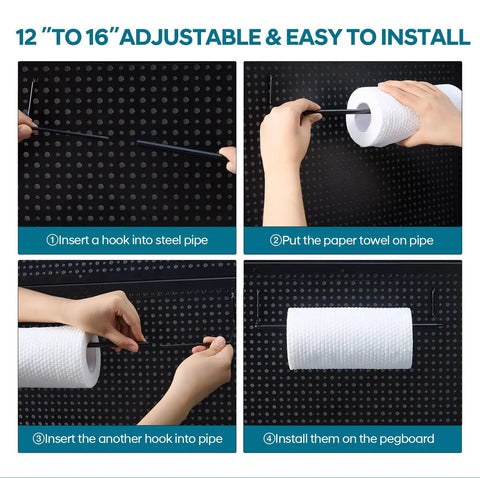 Installation steps for All In One Pegboard Organizer Kit With 246 Pieces Hooks Bins Baskets Paper Towel Holder For One Eighth And One Quarter Pegboard