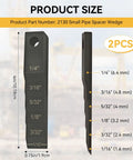 Two-In-One Pipe Spacer Wedge With Stepped Gauge For Welding, Small 3/4 X 4 In Pry And Measure Tool, Anti-Slip Safety Holes, Quick Gap Alignment, Precise Fit, Durable Steel Wedge For Pipe Spacing And Fittings. 2pcs size chart with step gauges