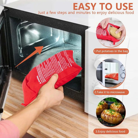 Using two pack microwave potato bags reusable baked potato pouches red for potatoes corn on the cob bread and more durable high