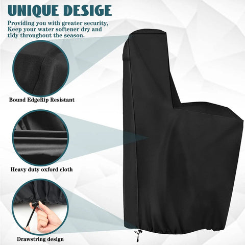 Outdoor Water Softener Cover Waterproof For Whole House Units, 55 H x 30 W x 16 D, Black, showing details and back open design