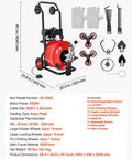 Heavy Hitter Auto Feed Drain Cleaner With 100 Ft Steel Pipe Snake and Zippy Motor, features gloves, wheels, and accessories.