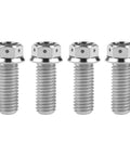Four M8x25mm titanium flange hex head bolts, silver finish