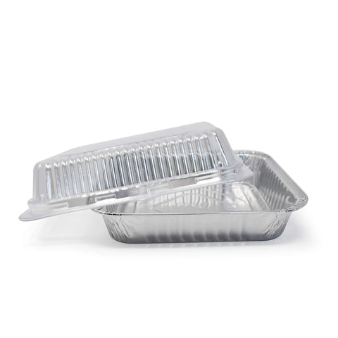 35 Pack 8x8 Inch Square Baking Pans with Snap-On Plastic Dome Lids, heavy duty disposable aluminum foil tins