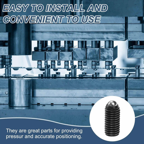 5 Pack M12 x 25mm Screw Thread Ball Plungers With Hex Socket, Pro Grade, Heavy Duty High Carbon Steel Spring Ball Plungers For Lubrication And Pneumatic Tools, Black Finish, 6mm Ball, 30-80N Load in press fixture