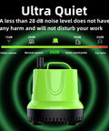 660 GPH Submersible Water Pump For Ponds, Fountains, Hydroponics, Statuary And Waterfalls, Works Great For Aquarium And Fish Tank Setups, 40W, Bottom Inlet, 360 Degree Omnidirectional Filter, Great For Shallow Water, in green with ultra-quiet noise level