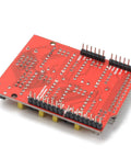 CNC Shield V3 Expansion Board With GRBL Controller Support And Solid DRV8825 Stepper Drivers For Easy No Sweat 3D Printing And Engraving Upgrades Right Now, red printed circuit board.