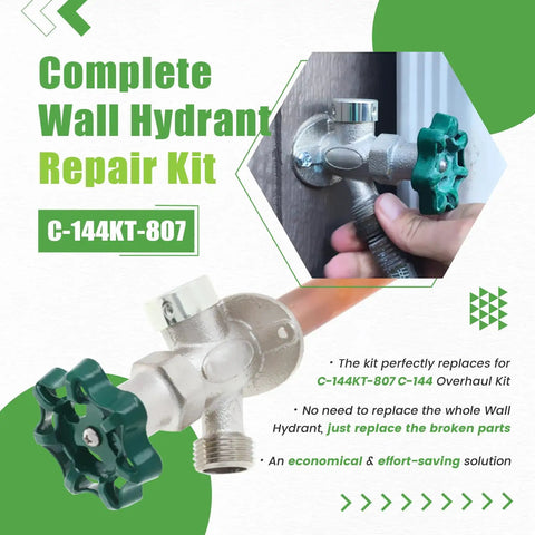 Wall Hydrant Complete Service Kit For C 144 And C 244 Series To Repair Anti Siphon Freezeless Faucets, shown with parts diagram