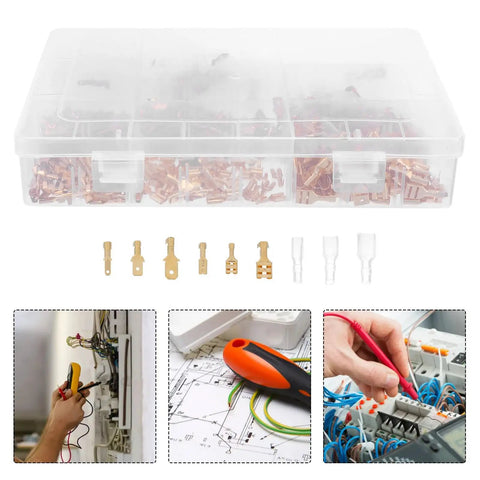 Dope 900 Piece Spade Connector Kit With Solid Copper Terminals And Secure Plastic Shells For Quick Wire Splicing Effortless Car Audio Installation And Electrical Repair Jobs That Hit Hard in storage box