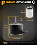Product dimensions of Upgraded Condenser Fan Motor for Trane and American Standard A C Units One Eighth HP 208 230V 825 RPM