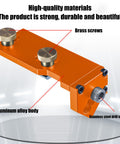 Heavy Duty Aluminum Profile Tapping Guide Drill Jig For Metal Extrusion Tracks with orange aluminum alloy body and brass screws.