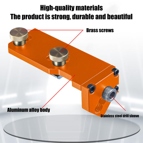 Heavy Duty Aluminum Profile Tapping Guide Drill Jig For Metal Extrusion Tracks with orange aluminum alloy body and brass screws.