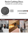 Ultimate 106Piece Cutting Discs Set For Rotary Tools And Grinders with resin discs cutting aluminum, copper, and iron.