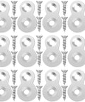 Rock Solid Figure 8 Table Top Fasteners With Screws, zinc steel connectors and screws arranged on a white background.