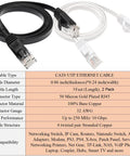 Flat Cat6 Ethernet Cable 3Ft 2 Pack Ultra Fast 10Gbps Ready Patch Cord With RJ45 Connectors in black and white