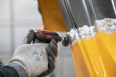 Cubitron II Roloc Fiber Disc 2 Inch 80 Plus Grit Ceramic Abrasive Set Of 15 Discs being used for weld blending on metal surface