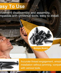 Mechanic using 280 Piece Automotive Body Screw Kit With Self Tapping Phillips And Washer Head Screws Includes Sizes 8 10 12 14 For Fender Liner And Engine Splash Shield DIY Friendly Install Durable Universal Fasteners under car.