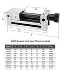 Pro Grade Right Angle Vise For Universal CNC Machine with dimensions and specifications in a technical manual layout.