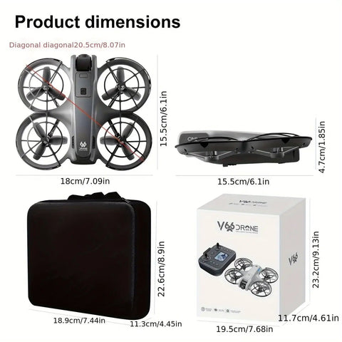 Phone Free FPV RC Drone With Built In Display Screen Remote Controller For Instant Live Video No App Needed dimensions diagram