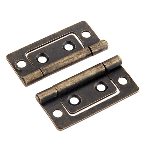 Two 50x24mm Old School Antique Style Hinges For Cabinets And Doors Do It Yourself Style Butt Hinges With Screws Decorative Cupboard Hardware