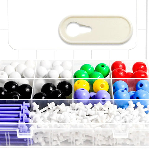 Molecular Model Kit For Organic Chemistry Color Coded Atoms And Bonding Structures Set with storage case shown open