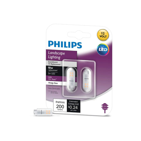 18-Watt Equivalent Non-Dimmable Landscape Light Bulb, 200 Lumens, 3000K Bright White, T5 Wedge Base packaging front view