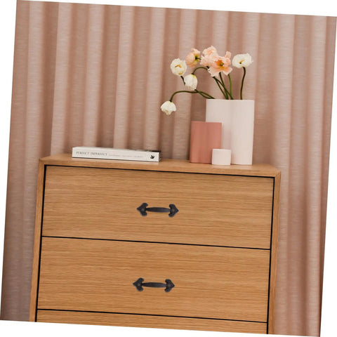 Retro Style Cabinet Door Pull Handles 1 Set Sturdy Furniture Grips For Cabinets Closets And Dressers Vintage Design Easy To Open No Burrs For A Comfy Touch on a wooden dresser with floral decor